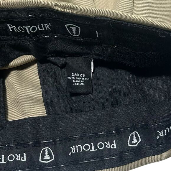 NWT 38x29 Pro Tour Men’s Golf Pants Pleated Khaki Moisture Wicking UV Protection - Picture 4 of 9